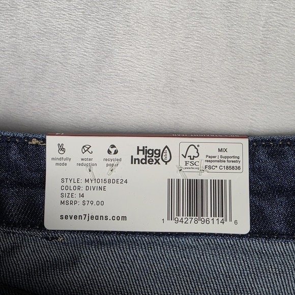 Seven7 Jeans Womens Size 14 90's Straight Jean In Divine Blue Denim Pants New - Picture 10 of 14